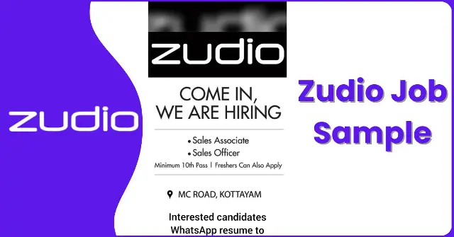 Zudio Job Opening Sample Ad in Social Media