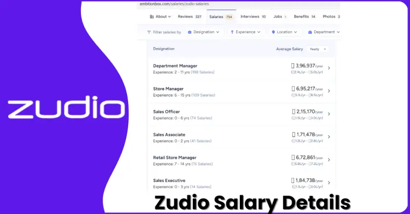 Zudio Jobs Salary Sample Details